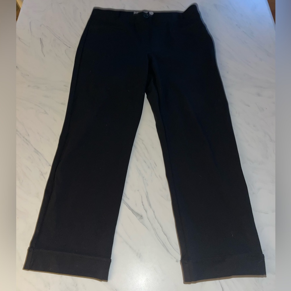 Betabrand Straight-Leg Two-Pocket Dress Pant Yoga Pants black stretch l cuff hem